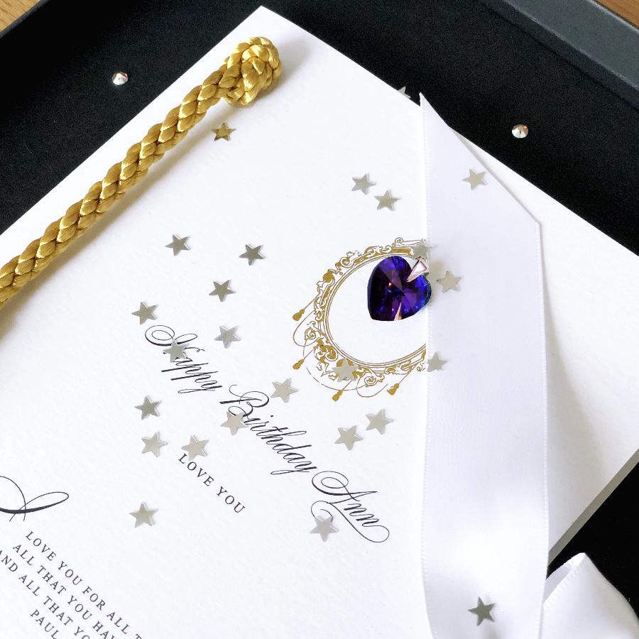 April Birthday Diamond Birthstone Tassle Card
