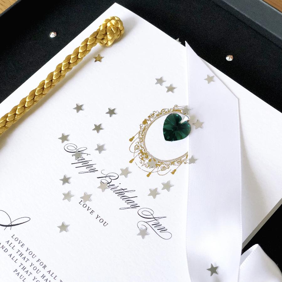 April Birthday Diamond Birthstone Tassle Card
