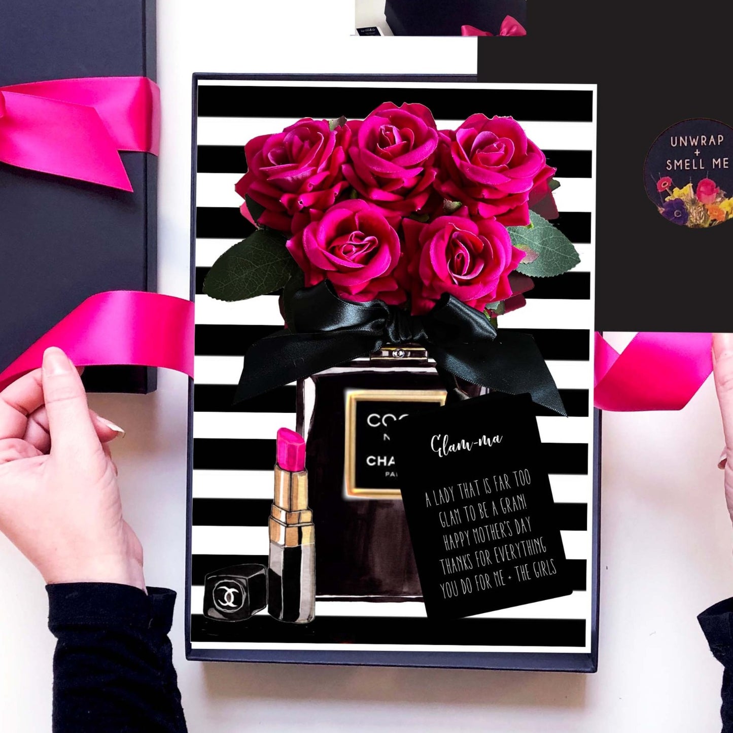 A4 Unique Mothers Day Card 'Panache Hot Pink'