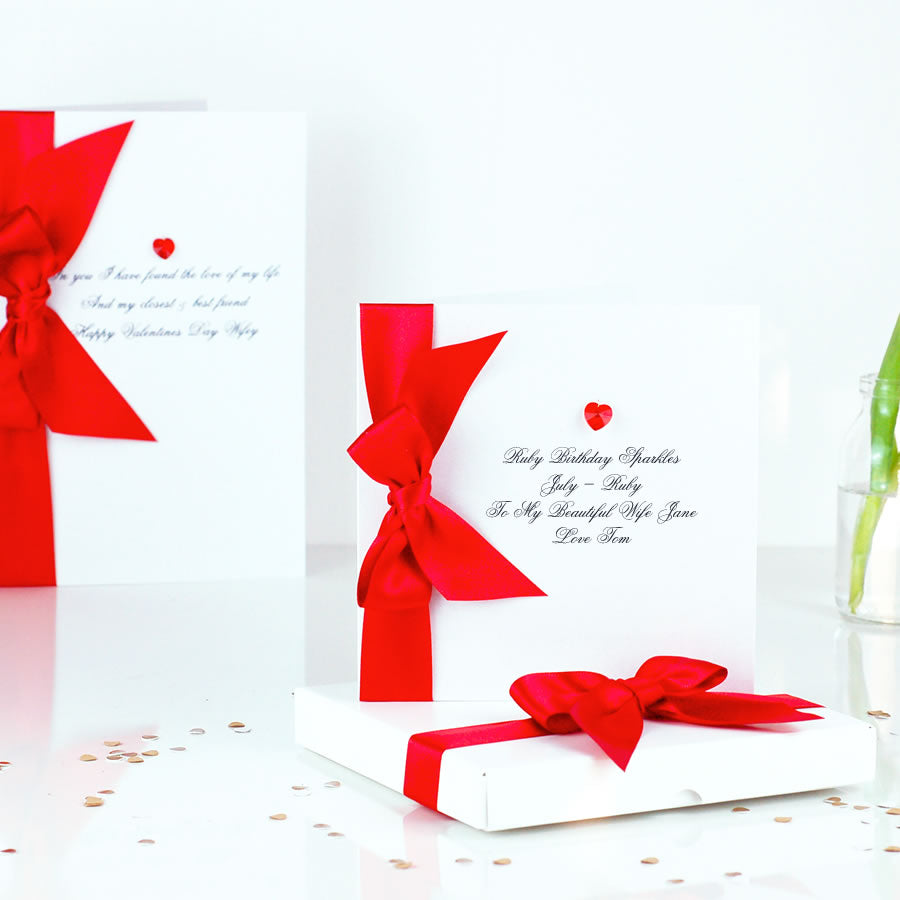 Personalised ruby birthstone birthday card | The Luxe Co.