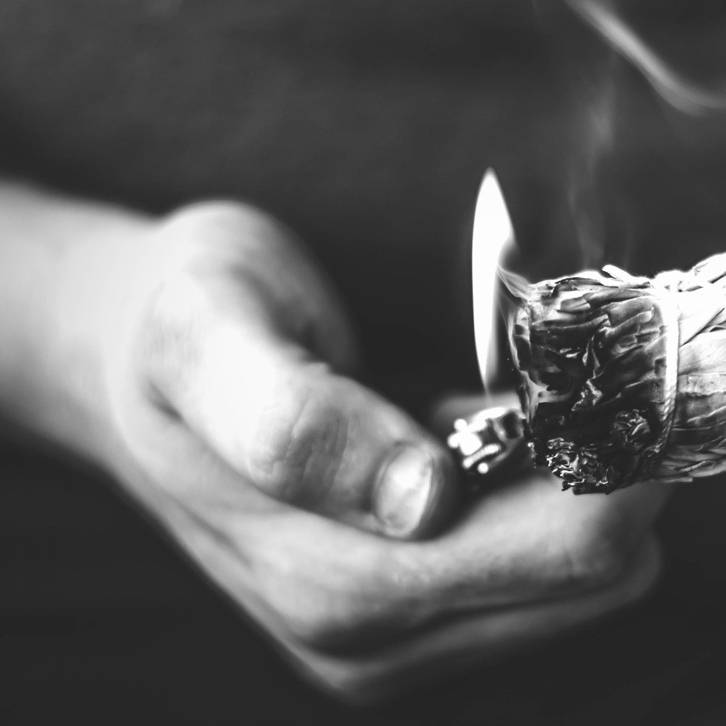Burning sage to cleanse the aura and energy in a space