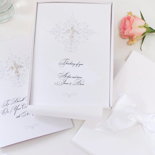 Tarjetas de condolencia personalizadas Crystal Cross