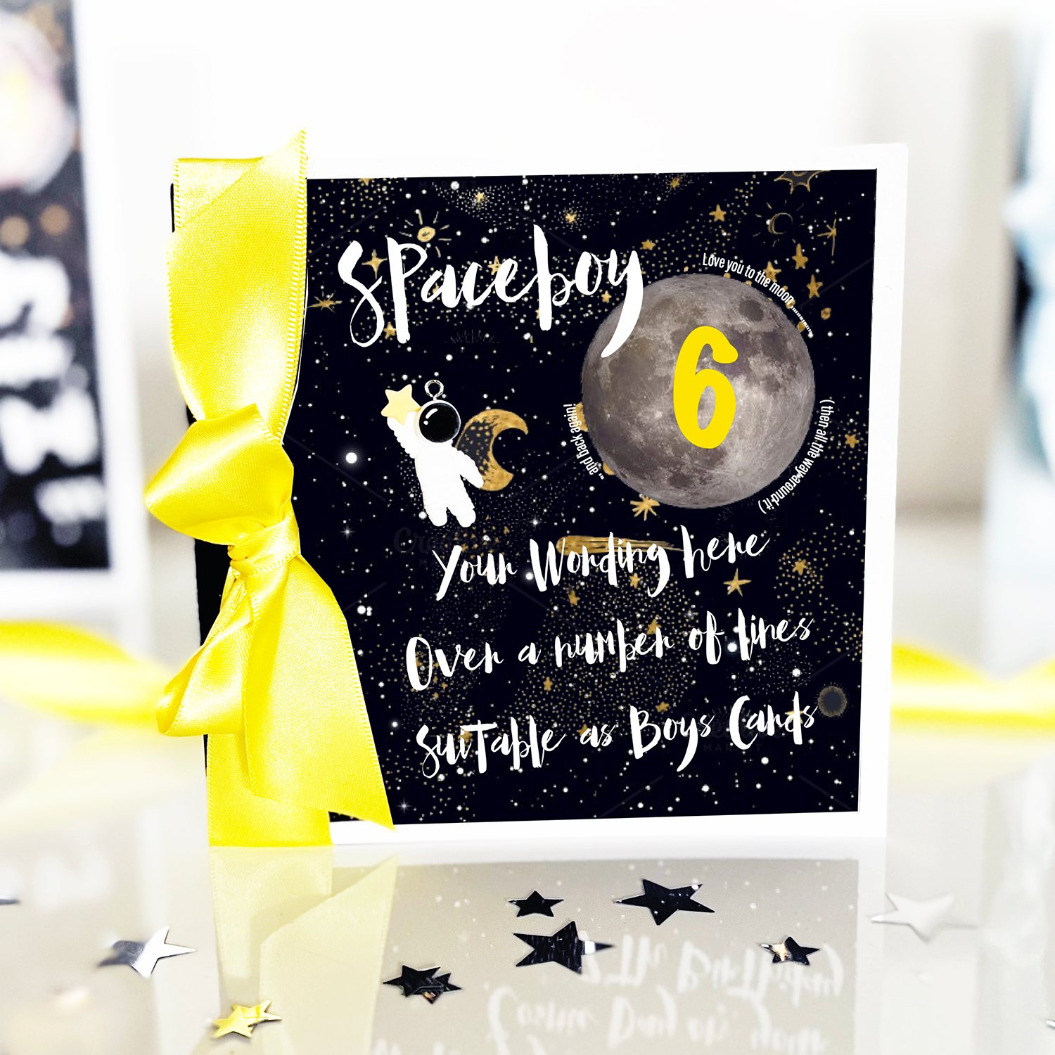 Start personalising your space themed personalised card | The Luxe Co