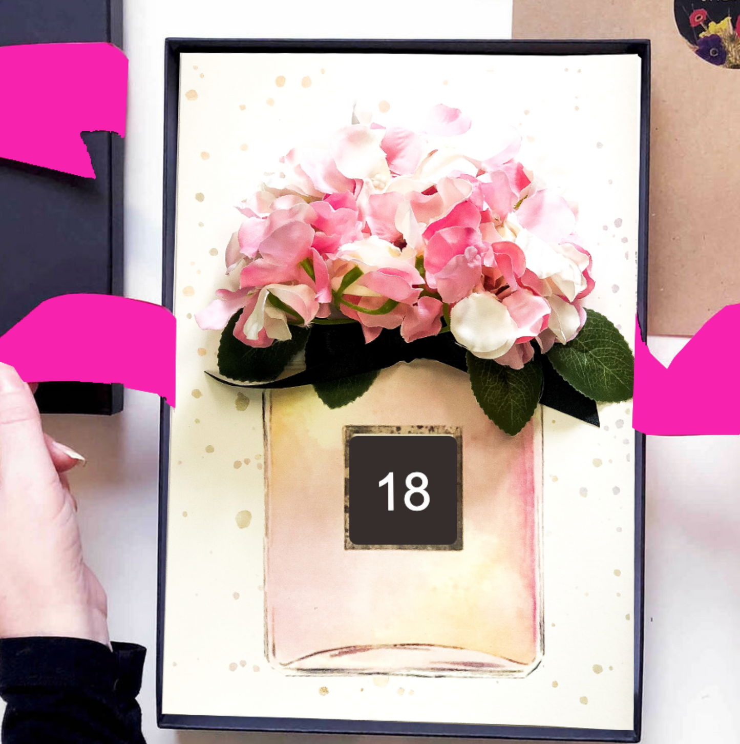 daughter 18th birthday card handmade with flowers personalised on the front with name tag | The Luxe Co