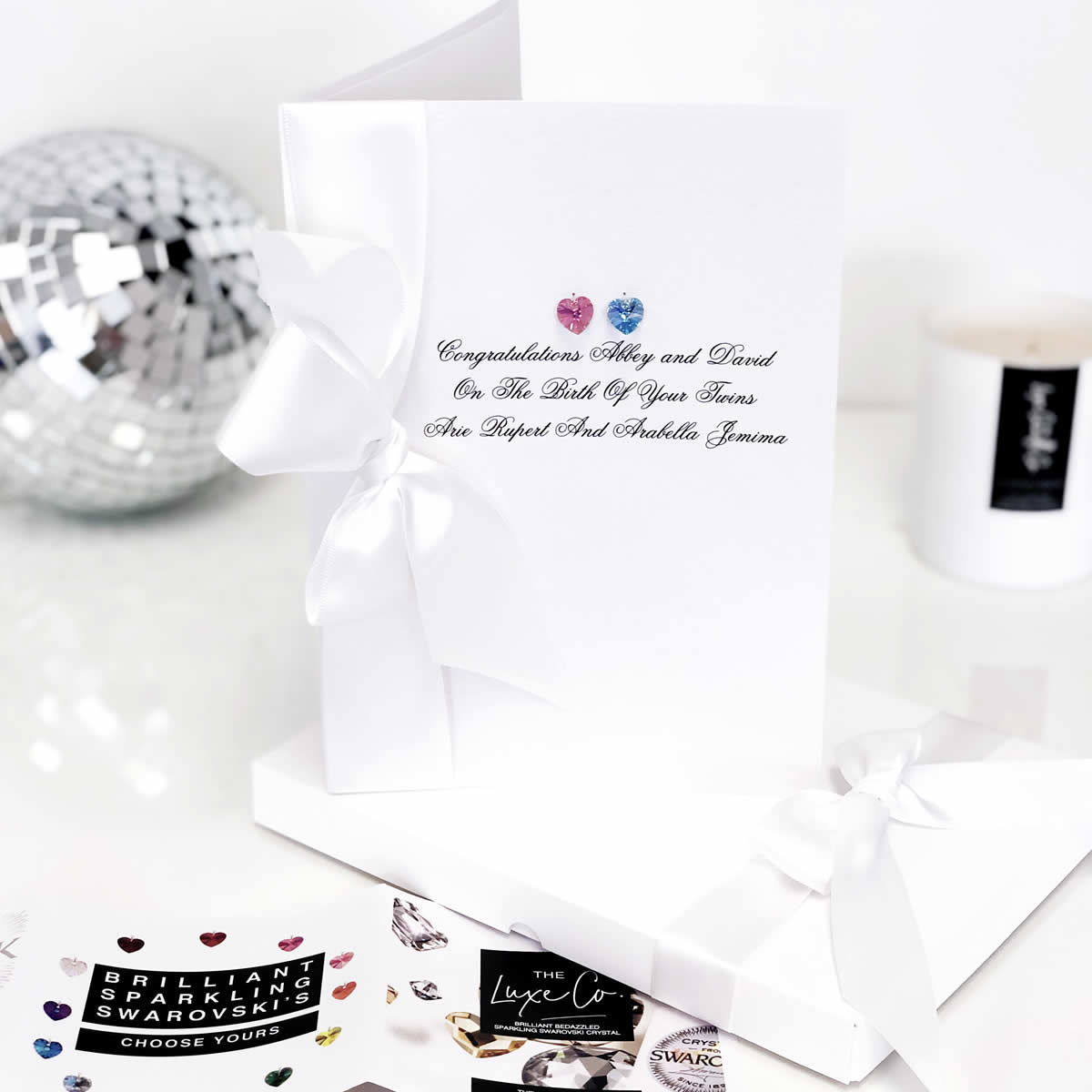 Girl and Boy twin baby card | The Luxe Co