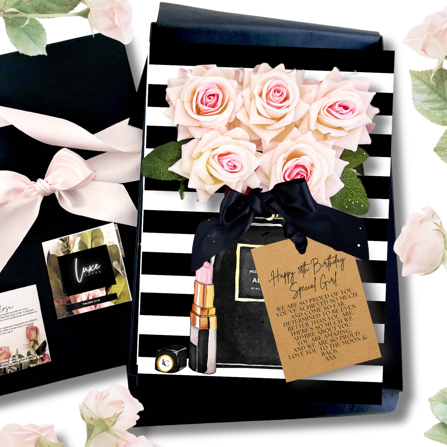 Personalised Blush Rose Panache 18th Cards for Daughter Birthday