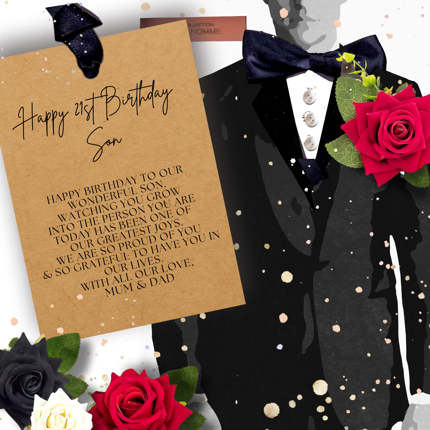 Handmade Personalised 21st Tux Birthday Card for Him