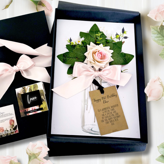 handmade personalised 21st birthday card blush pink everlasting luxury rose 