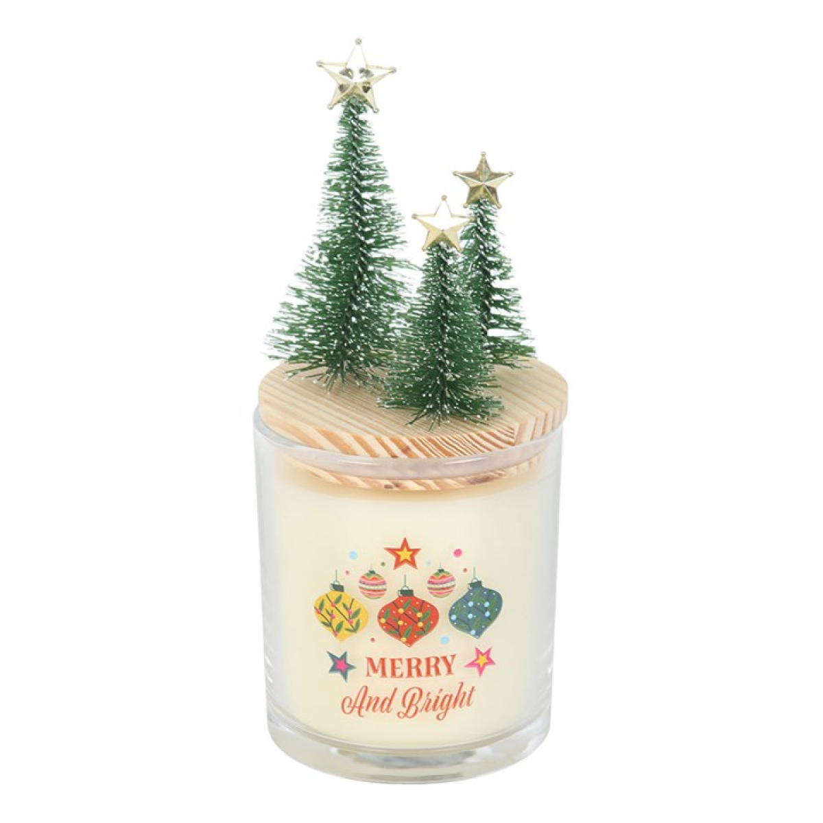 Merry and Bright Bauble Cinnamon & Spice Christmas Candle with Tree