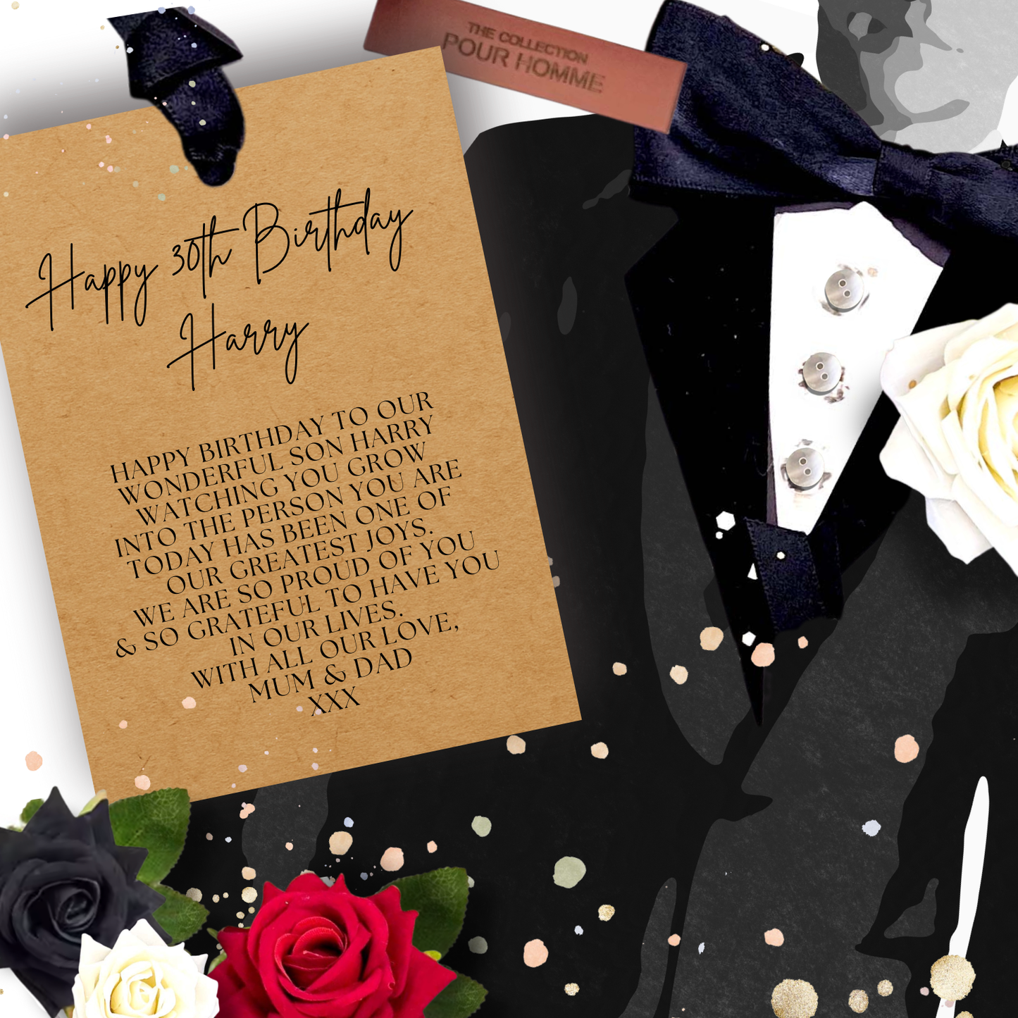 Handmade Personalised 30th Tux Birthday Card for Him