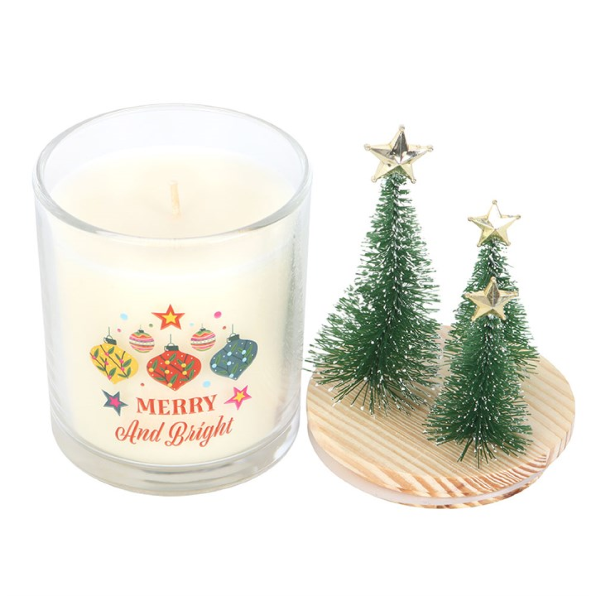 Merry and Bright Bauble Cinnamon & Spice Christmas Candle with Tree