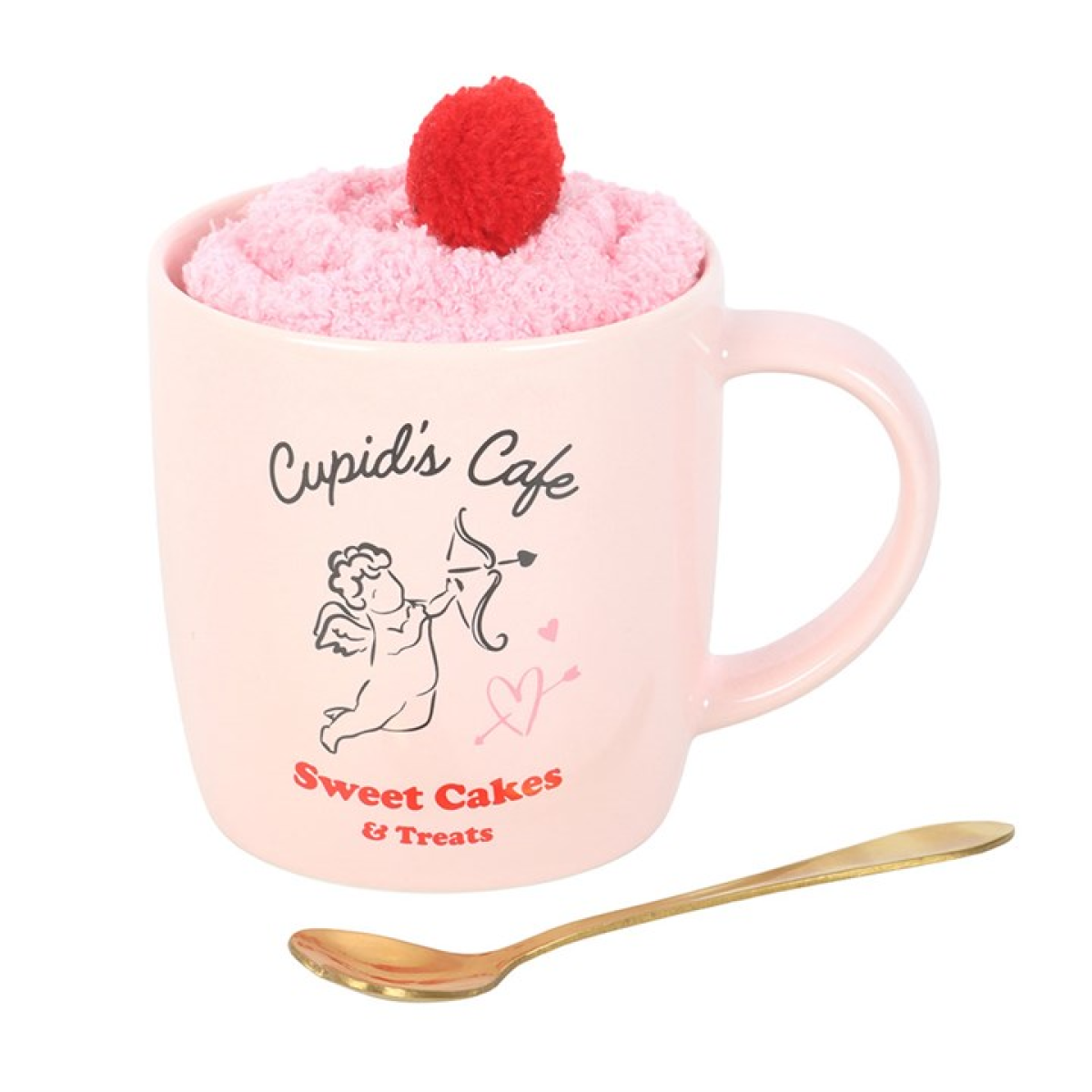 Cupid's Café Valentine's Day Mug, Spoon and Socks Gift Set