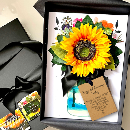 3rd ANNIVERSARY | SUNFLOWER - Scented Sunflower Card Gift Boxed for third anniversaries