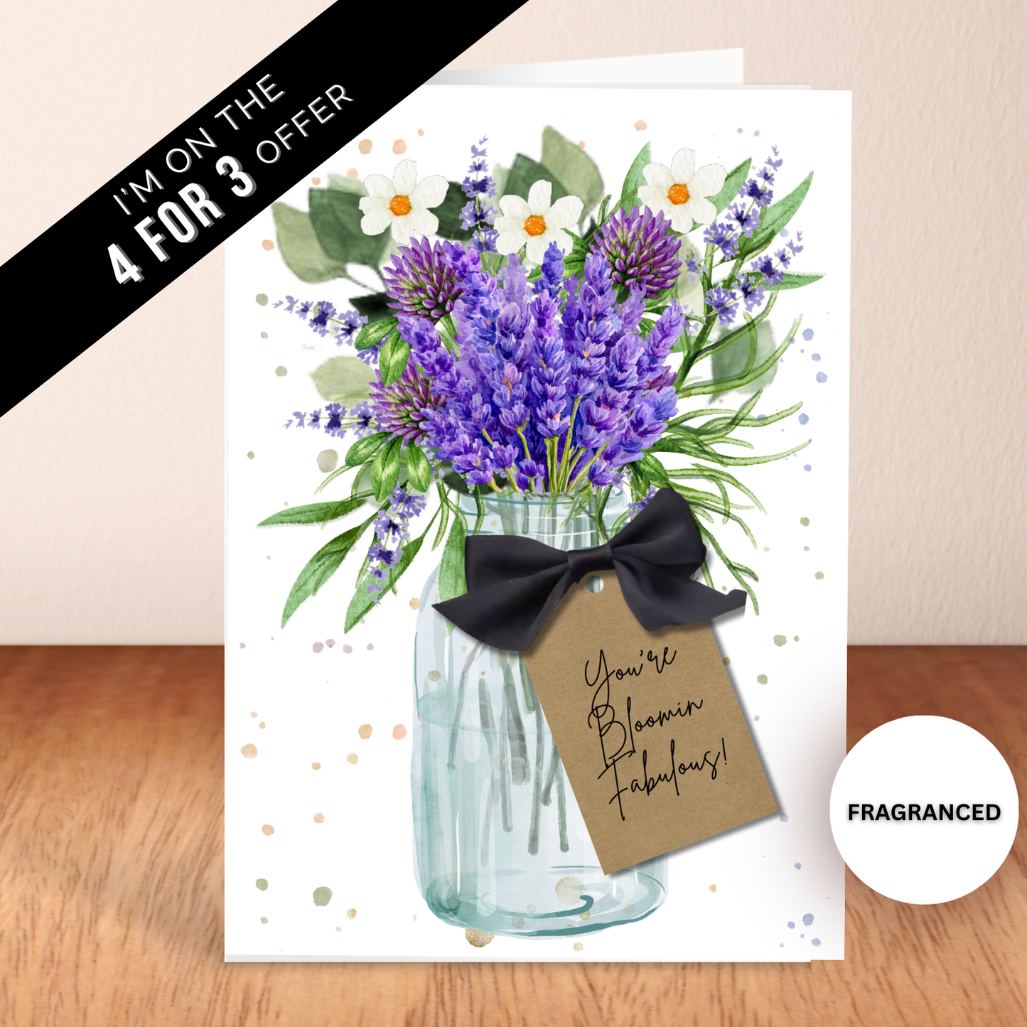 Bloomin Fabulous Lavender Scented A5 Card with envelope