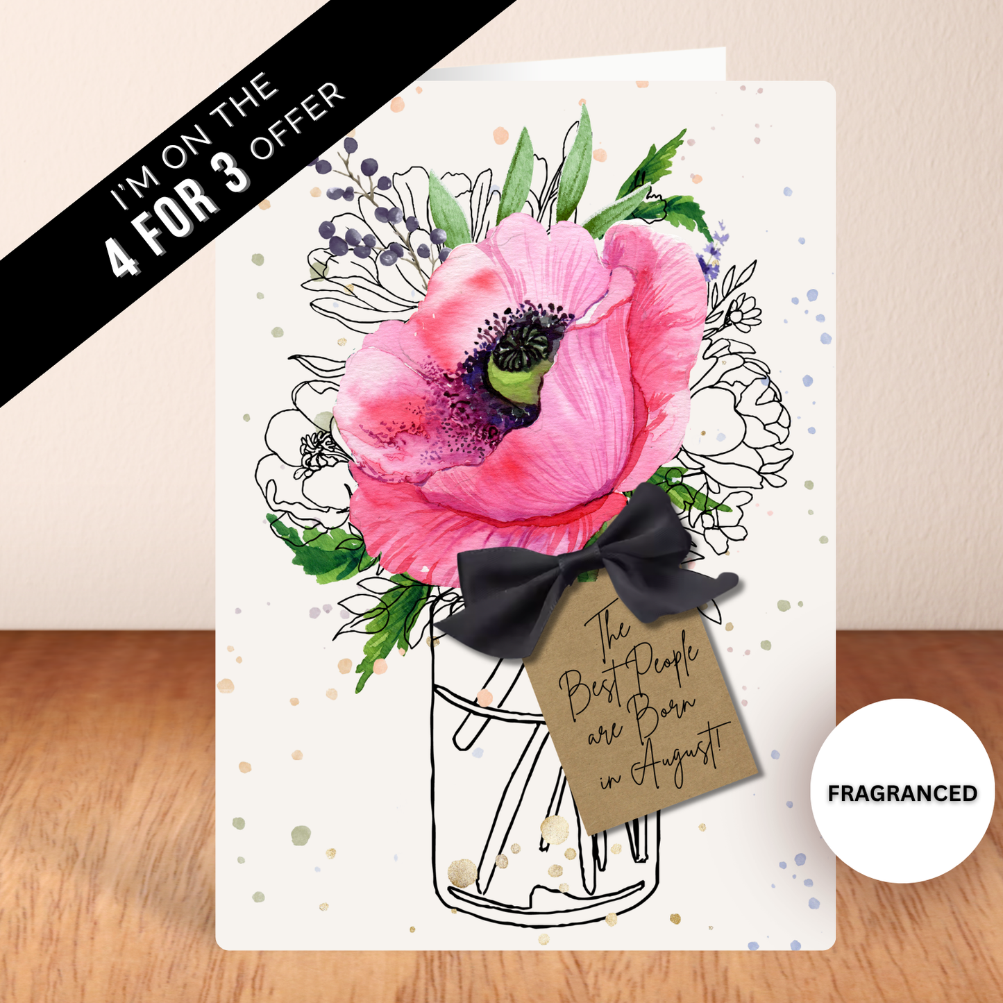 Poppy August Birth Flower Scented A5 Birthday Card