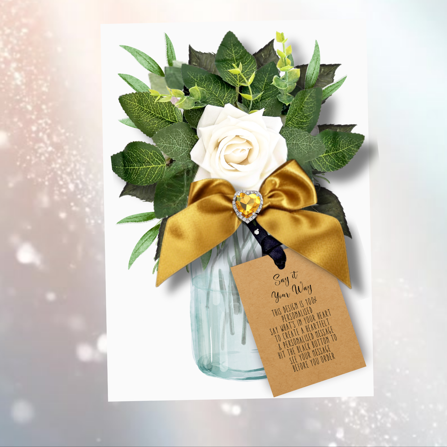 Citrine Topaz November Birthstones + Flowers Gift Boxed Birthday Gift Card