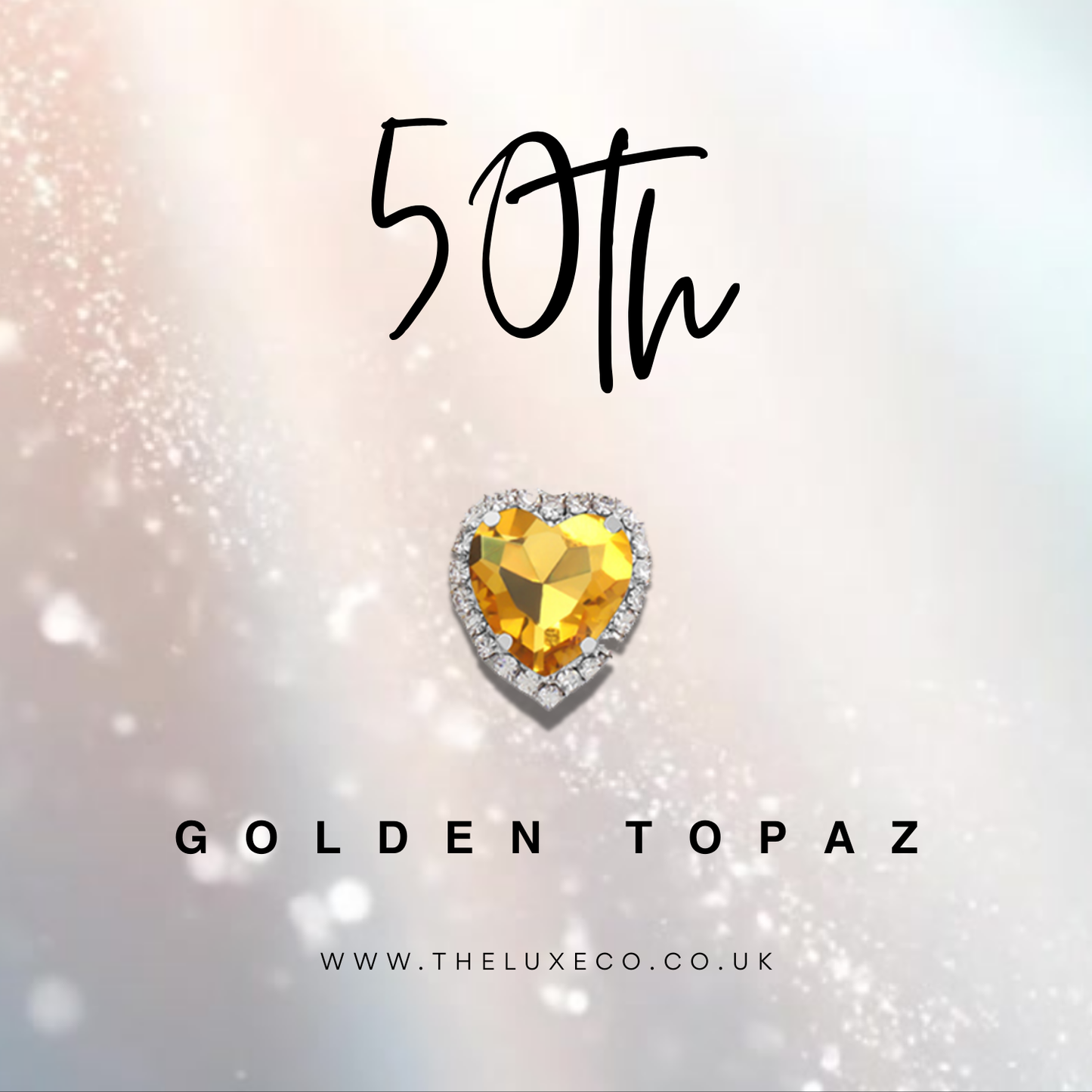 Handmade A5 Swirly Sparkly Diamante Golden Heart Anniversary Card