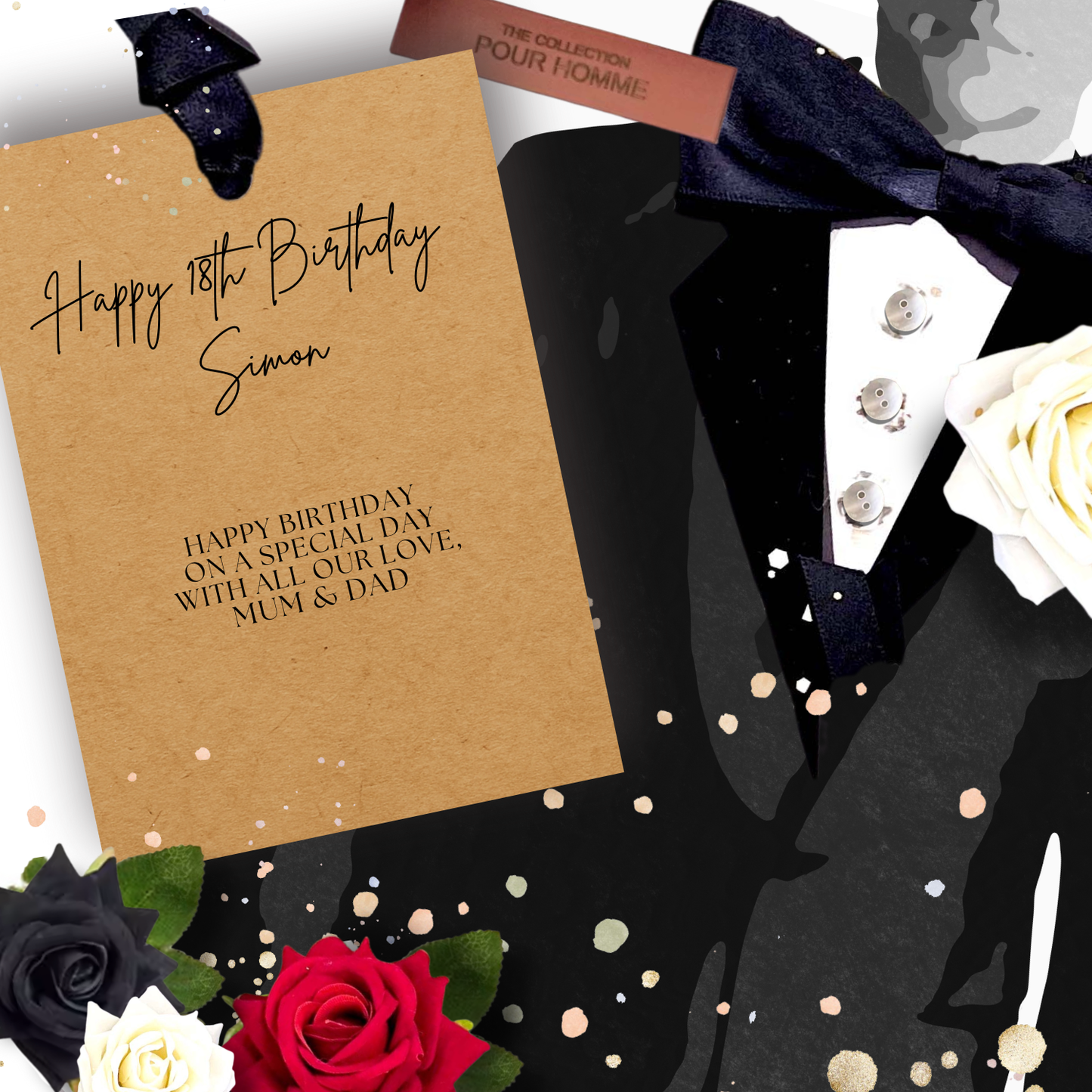 Dad Handmade Personalised 50th Tux Birthday Card