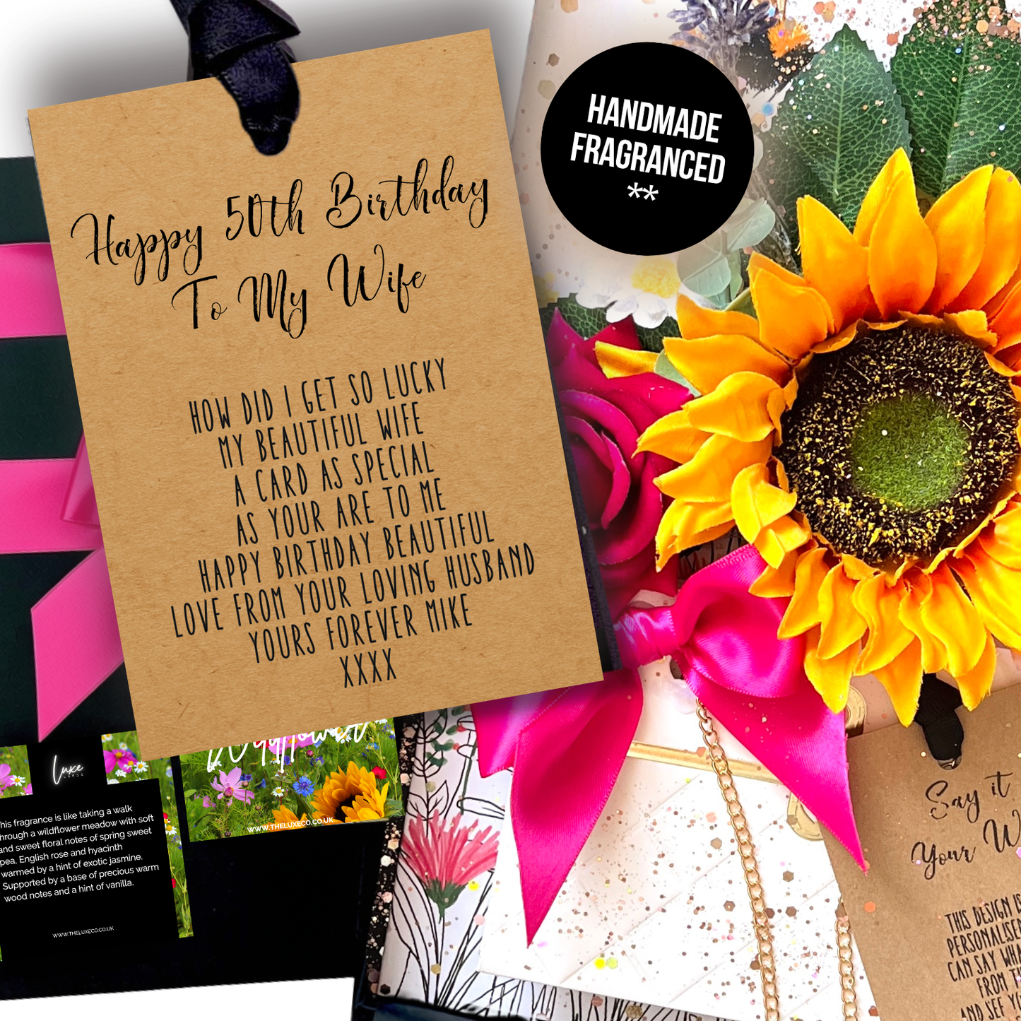 Momma Bloom Wildflower 50th Birthday Gift Boxed Card for wife