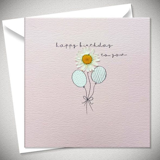 Pressed Dried Daisy Balloon Card