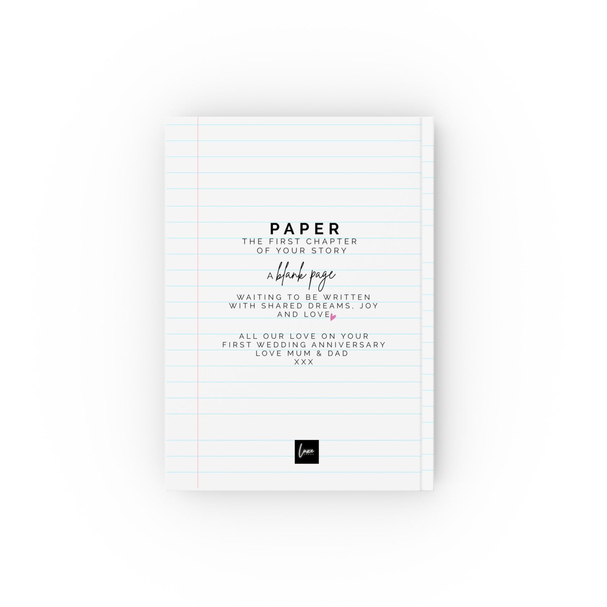 Personalised Paper 1st Anniversary Notebook Gift