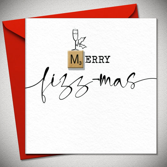 Merry Fizzmass Christmas Scrabble Tile Card