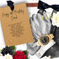 Luxury 80th Gold watch personalized birthday card for him handmade and flowers on a decorative background with everlasting rose scented in cologne to make a truly special occasion for Dad, Granddad, Husband