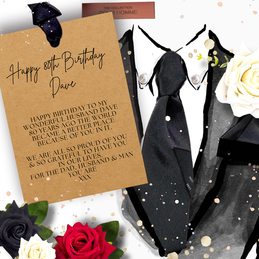 Suited + Booted 80th Husband birthday card Scented with Cologne