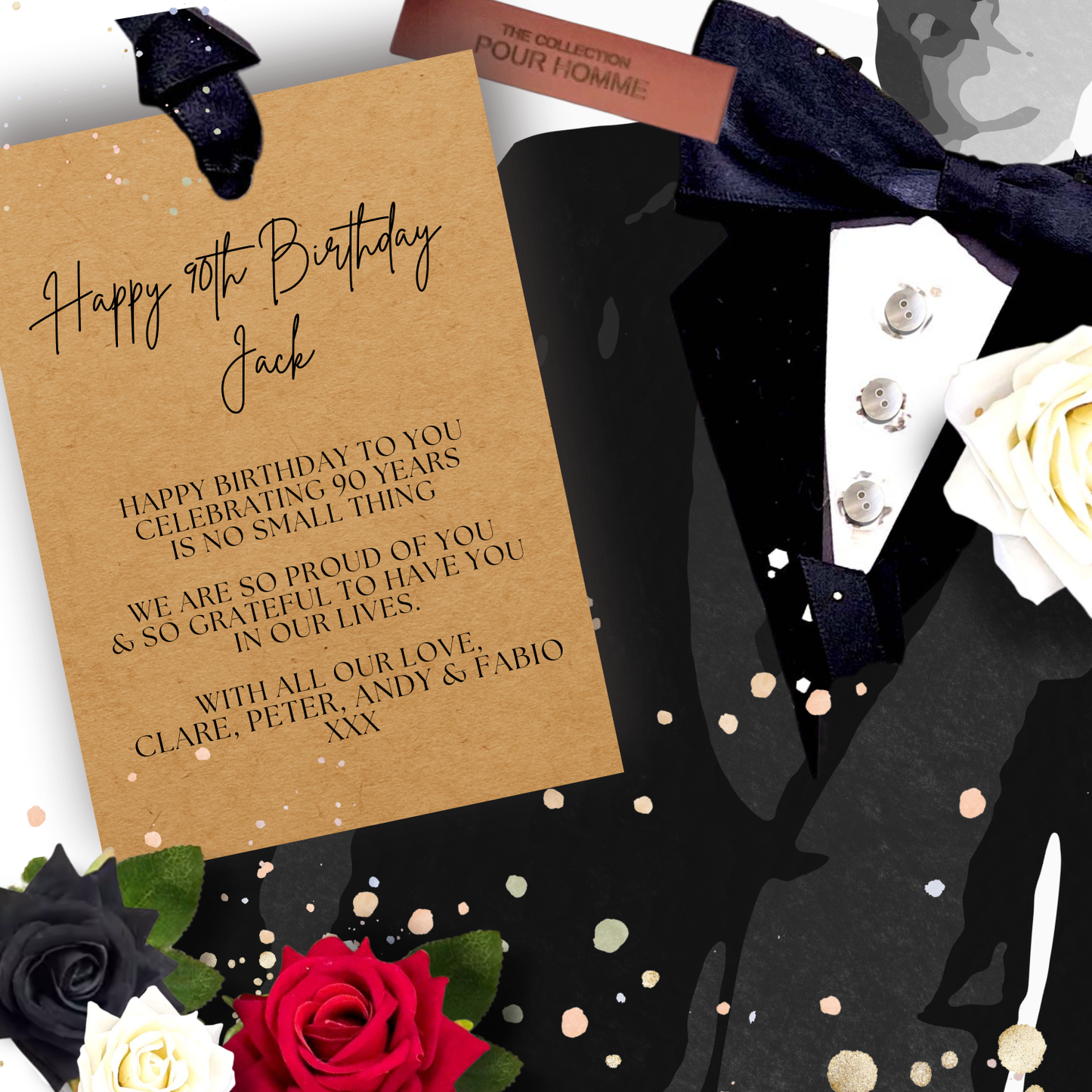 Handmade Personalised 80 Tux Birthday Card for Him