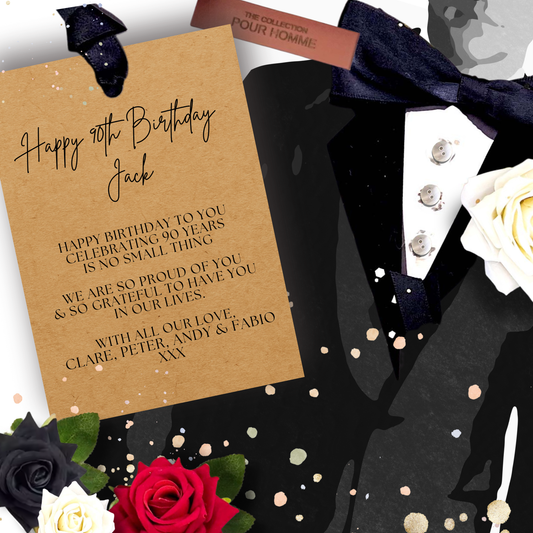 Personalised 90th Birthday Tux Card for Him