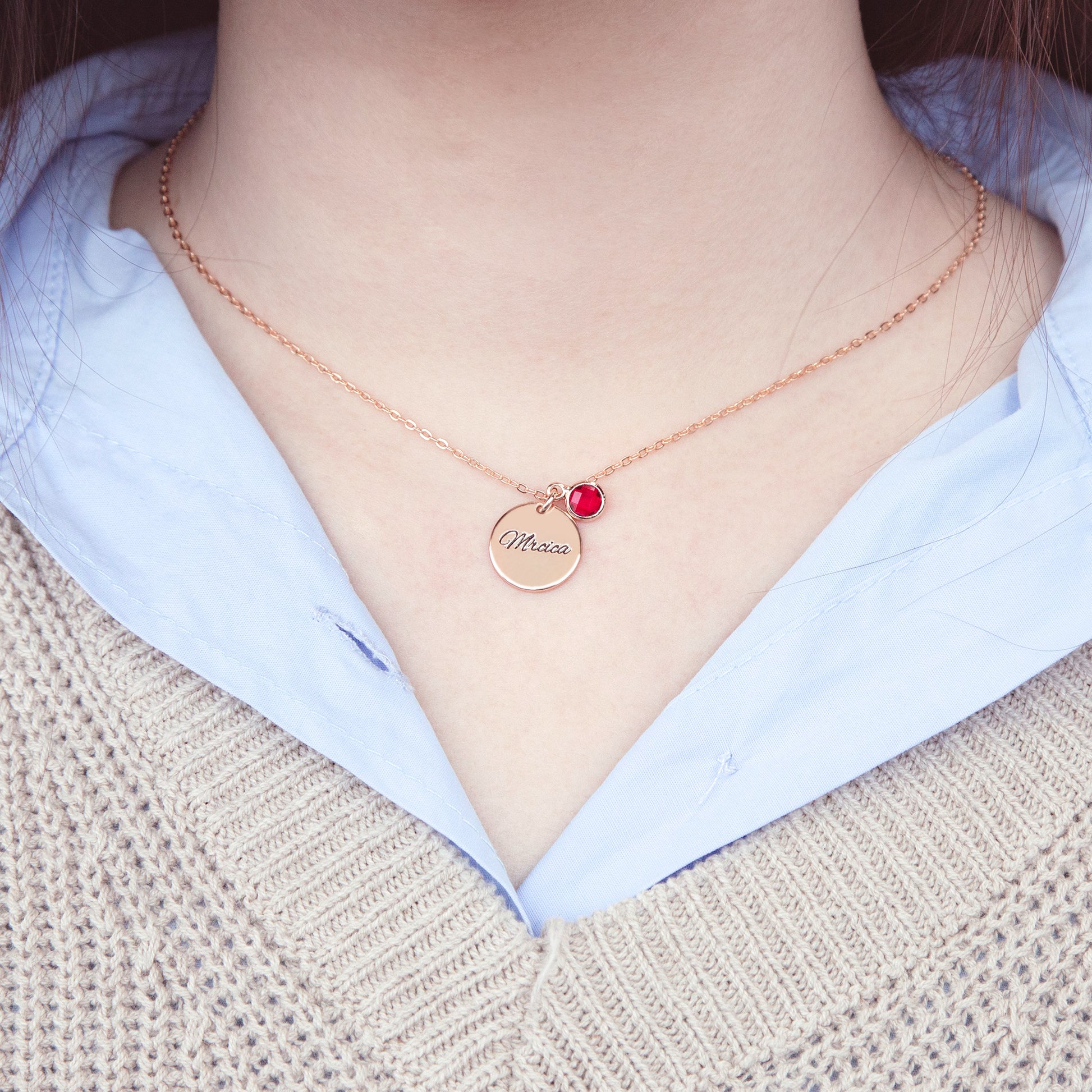 Personalised Birthstone Necklace with name (925 Sterling Silver)