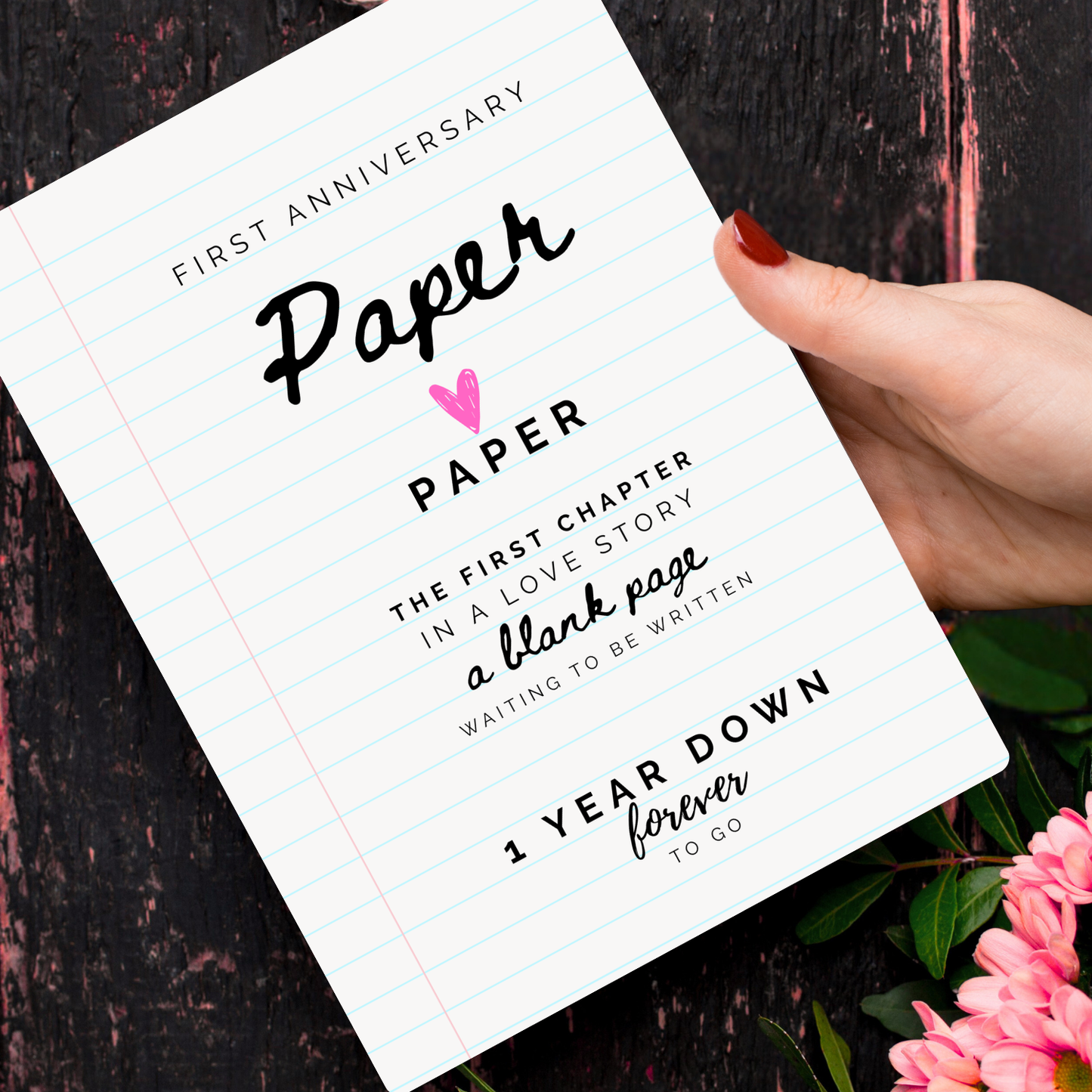 A5 Paper 1st First Wedding Anniversary Card