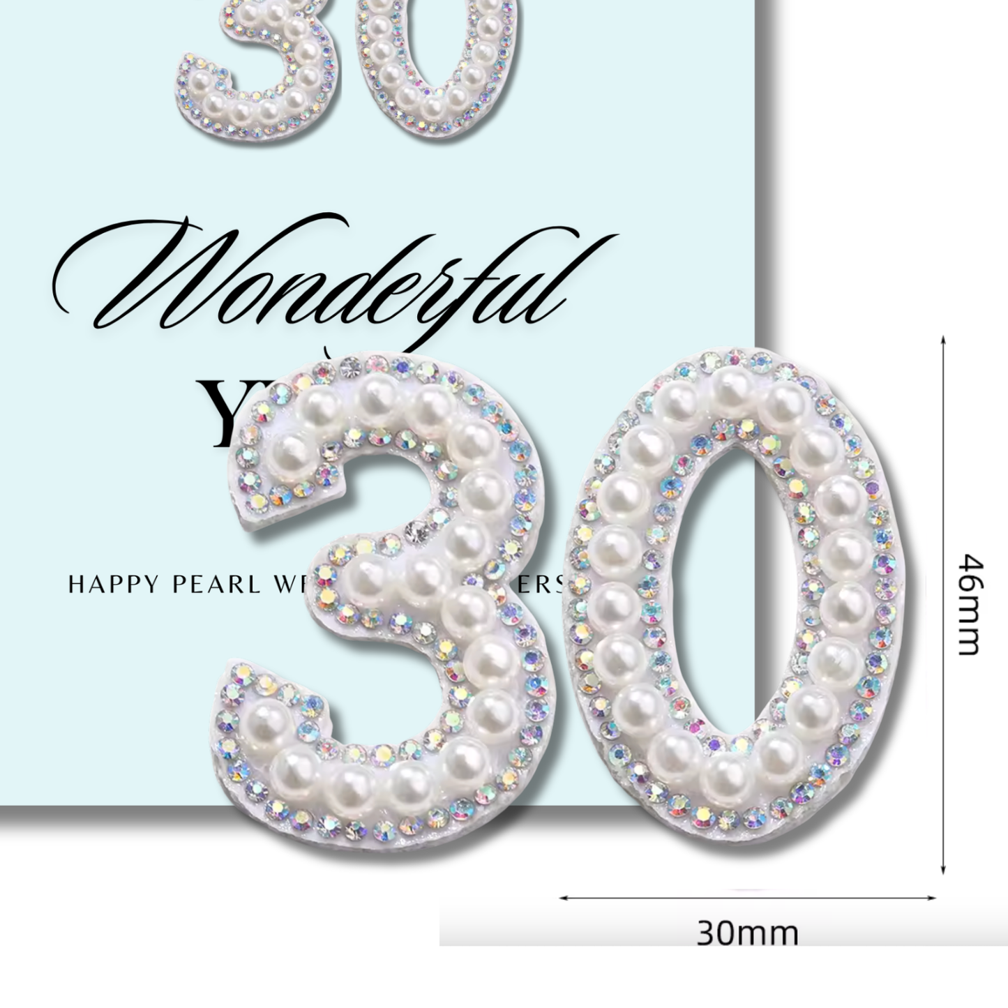 Handmade A5 Pearl & Diamante 30th Anniversary Card