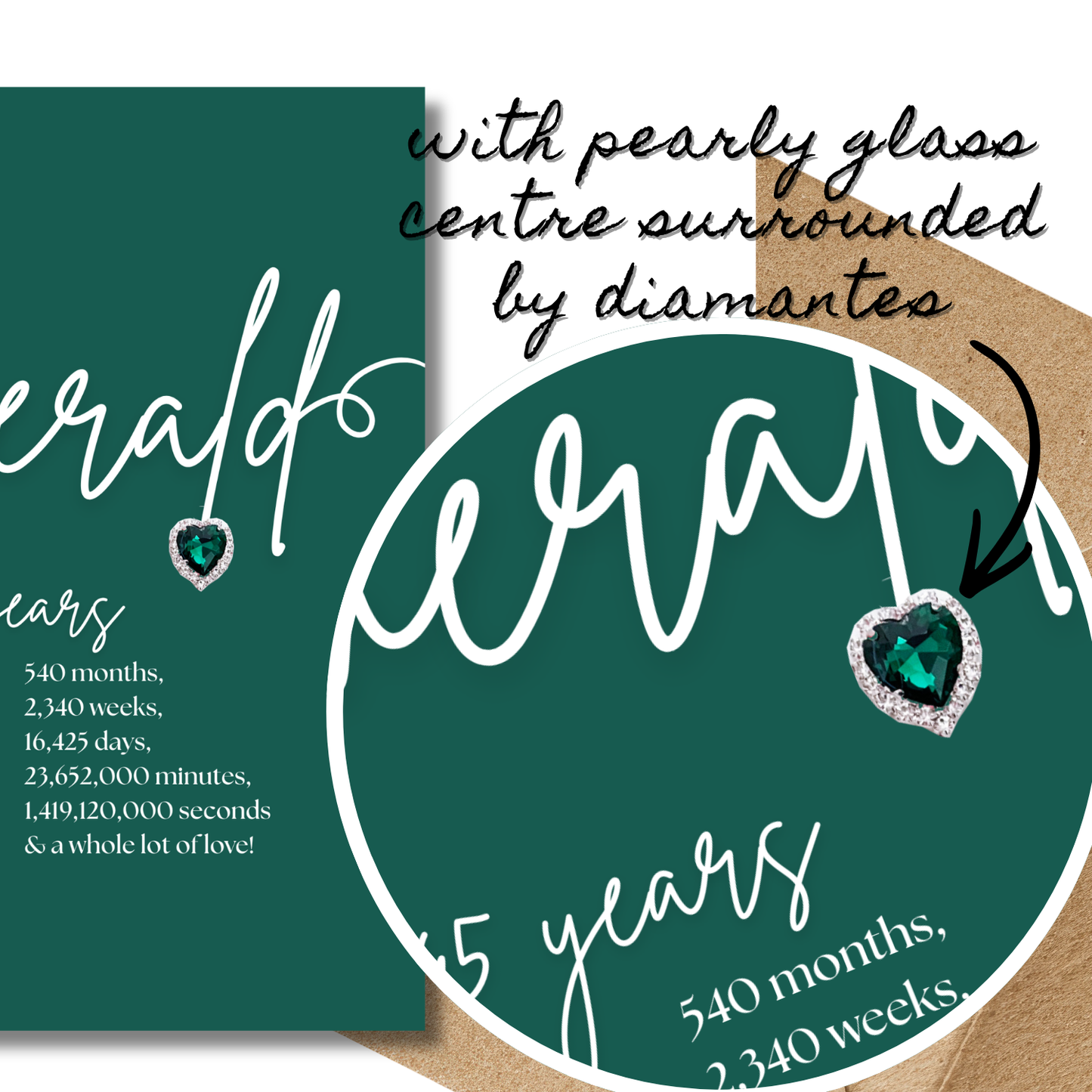 Handmade Emerald Heart Anniversary Card