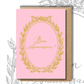 Bon Anniversaire Pink Birthday Card – Vintage French Style Pastel Gold Card