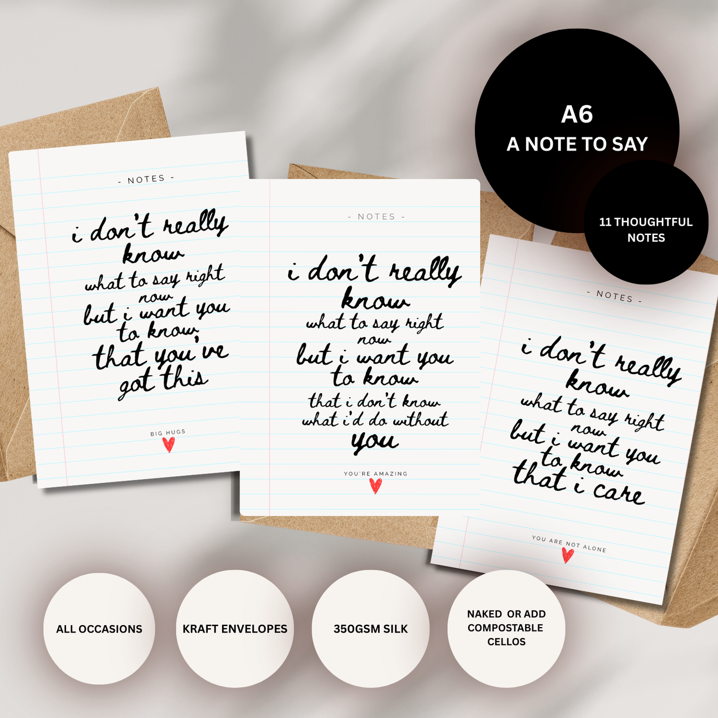 Thoughtful Quote Greetings Cards when you don't now what to say in a card let these cards say it for you. A6 with envelope. Part of the 4 for 3 offer