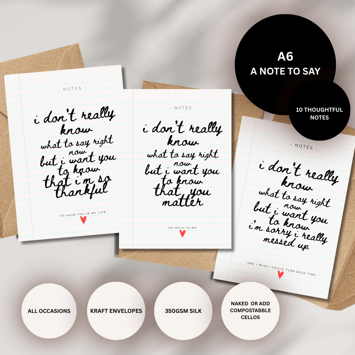 Thoughtful Quote Greetings Cards when you don't now what to say in a card let these cards say it for you. A6 with envelope. Part of the 4 for 3 offer