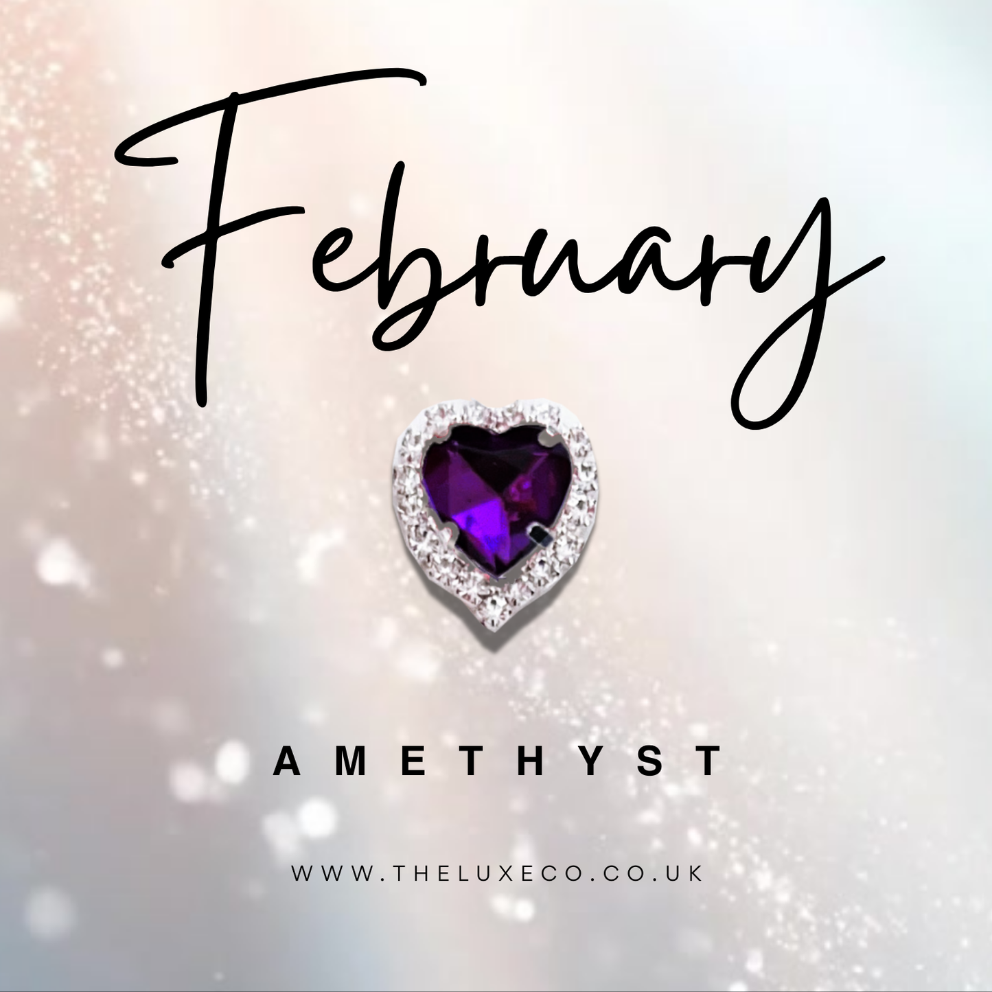 Amethyst February Birthstones + Flowers Gift Boxed Birthday Gift Card