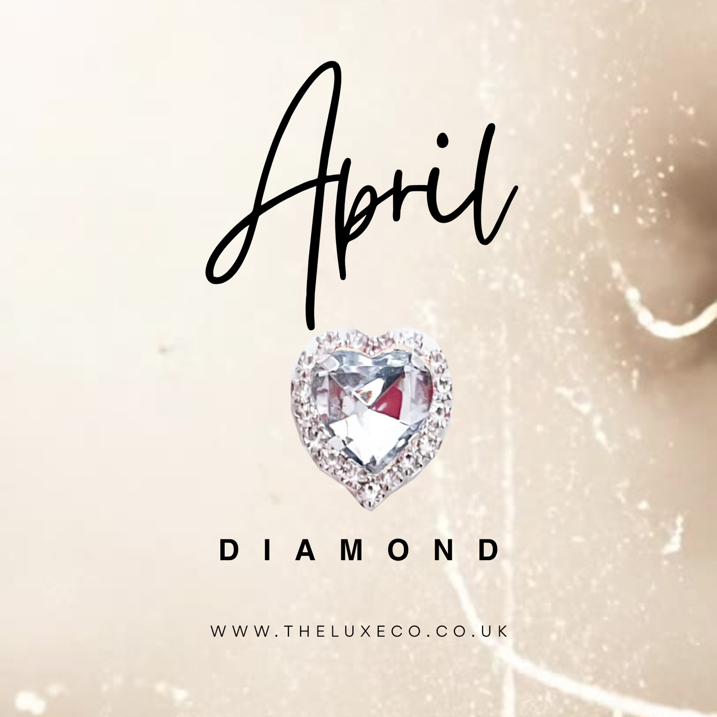 Piedras natales de abril con diamantes + tarjeta de regalo de cumpleaños con flores en caja de regalo 