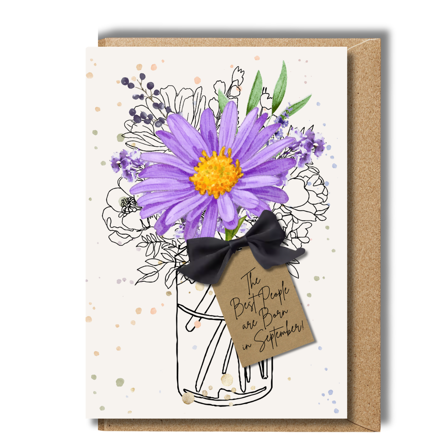 Aster September Birth Flower Scented A5 Birthday Card