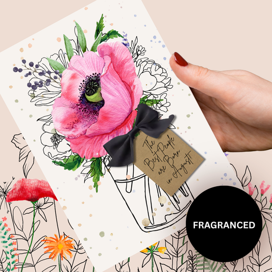 Poppy August Birth Flower Scented A5 Birthday Card