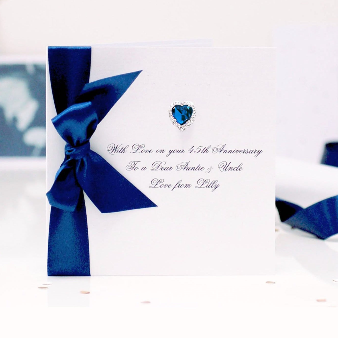 Boxed Bedazzled Swarovski Crystal Sapphire Anniversary Card | The Luxe Co