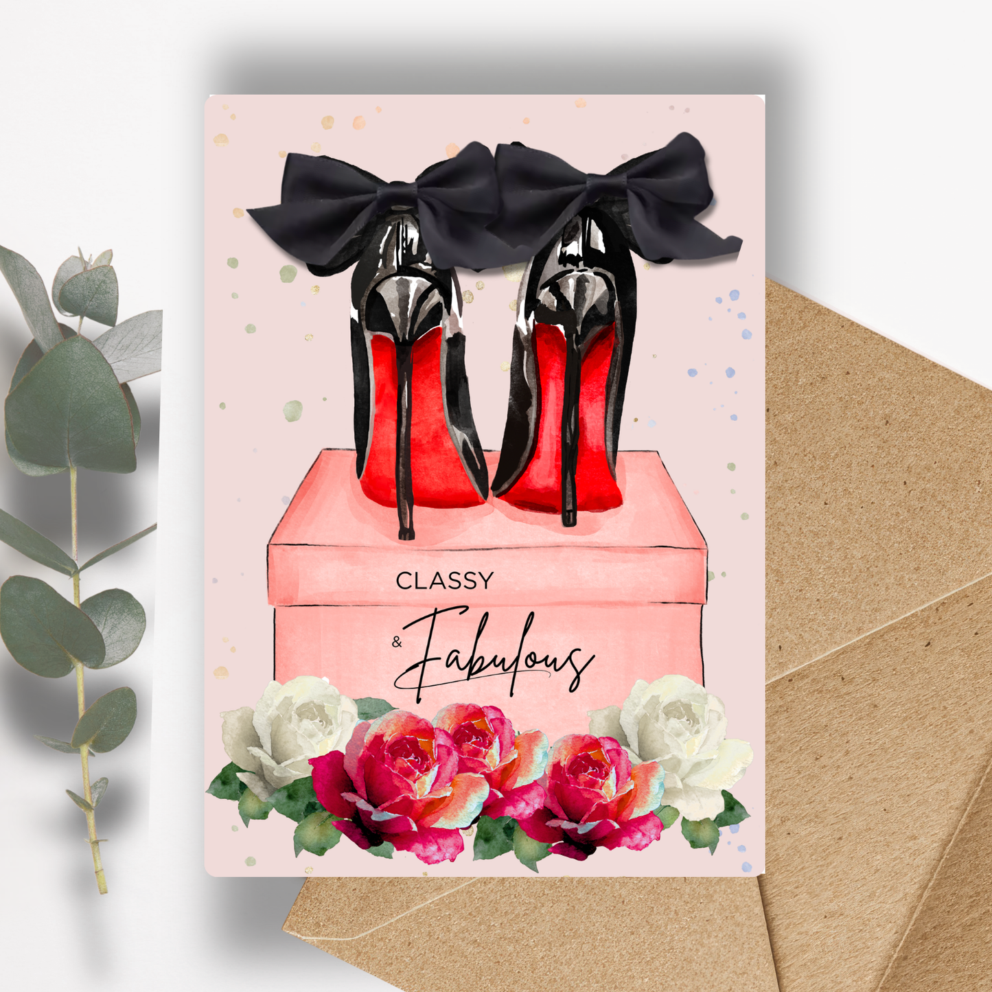 Black Shoes Scented A5 Card with envelope