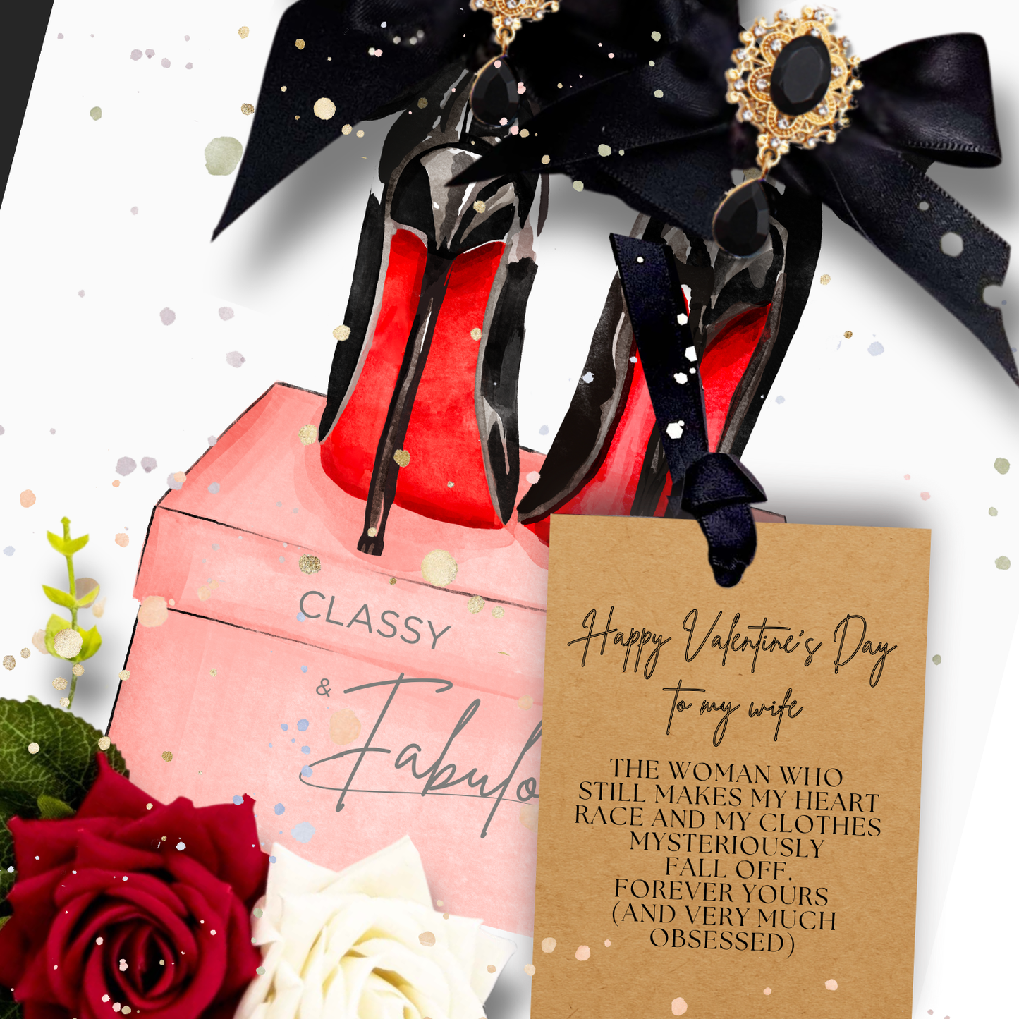 Sexy Wife Black Heel Shoe Scented birthday cards to wife