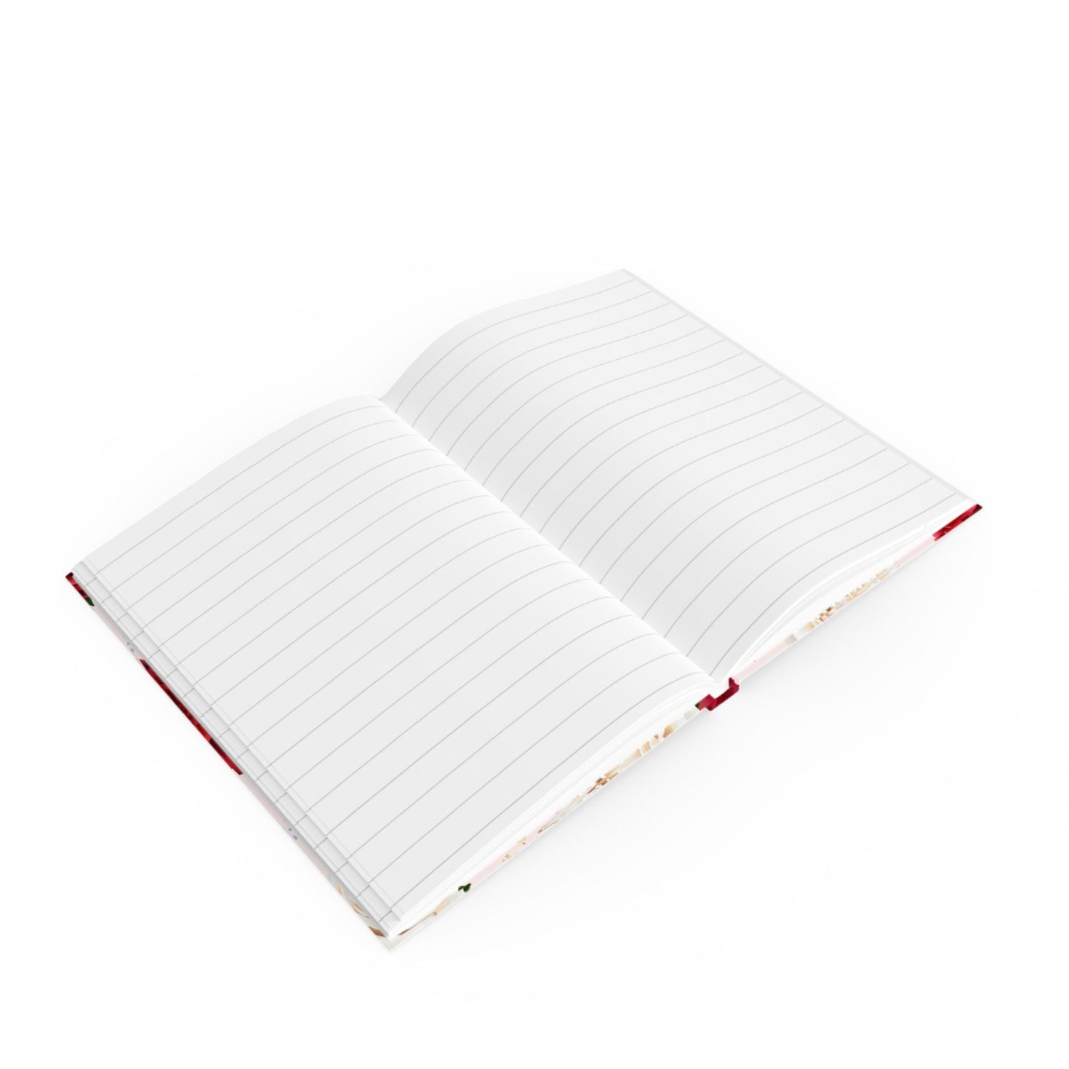 Inside the black heels journal and notebook - Open notebook with grid pages on a white background