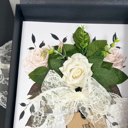 Luxury wedding gift - scented forever rose in ivory with black gift box smells divine