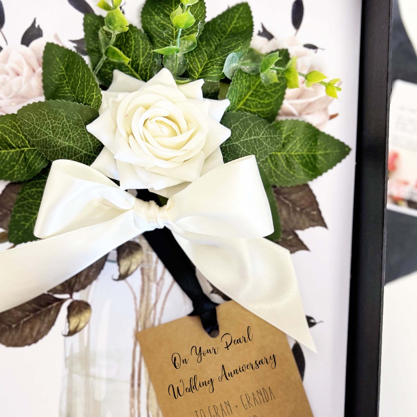 Luxury scented ivory velvet rose pearl wedding anniversary cards