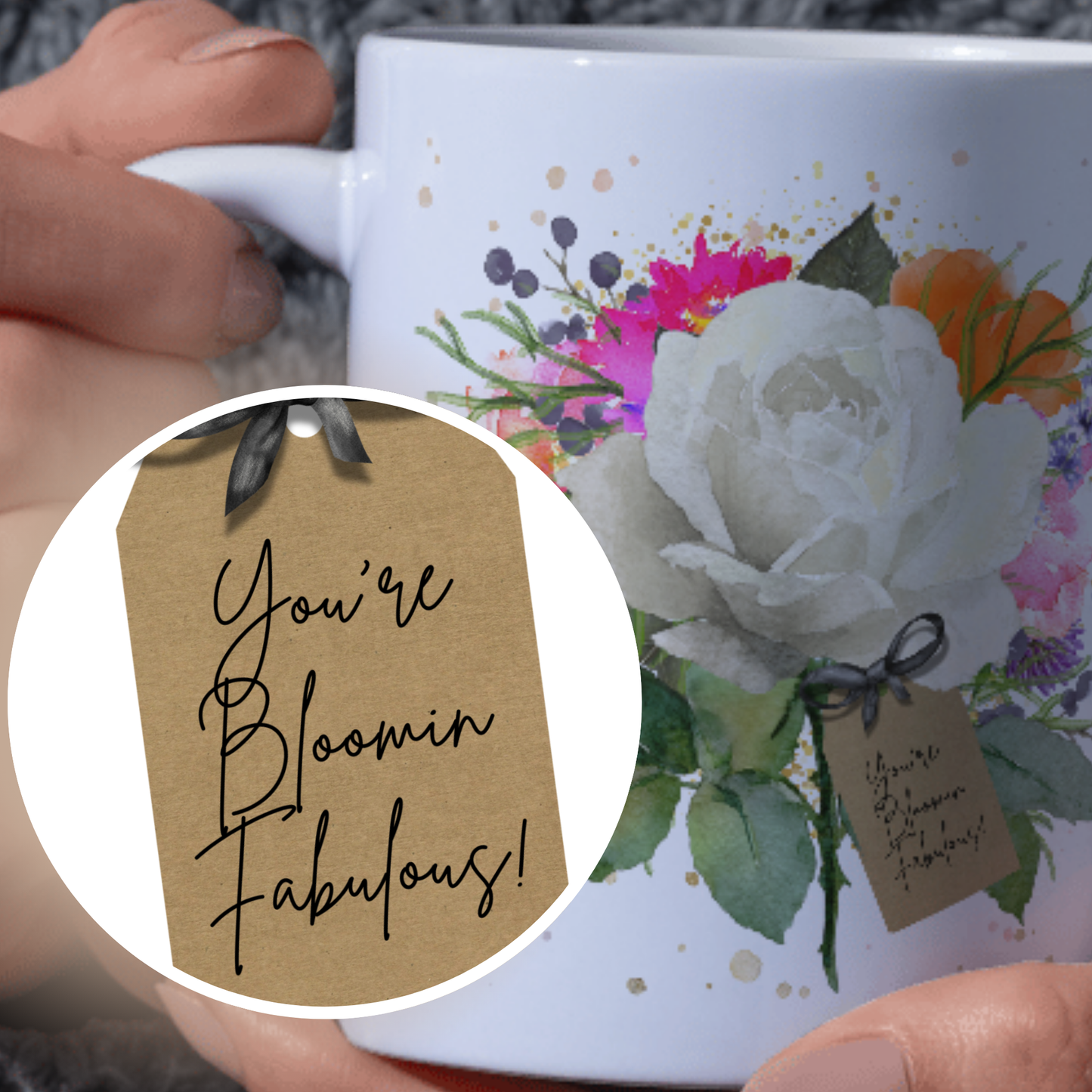 Diseño de tarjeta de cumpleaños con piedras natales y flores en caja de regalo 