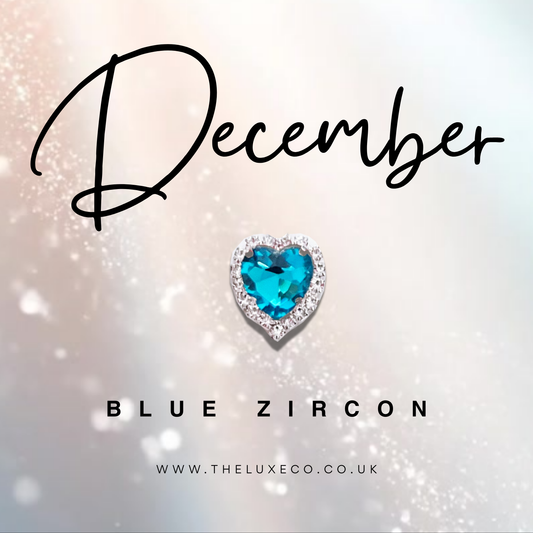 Tarjeta de cumpleaños deslumbrada en caja con cristal de circón azul y piedra natal de diciembre 