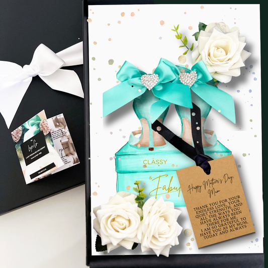 Special Blue Heels Scented Mothers Day Card with Crystal Bling hearts